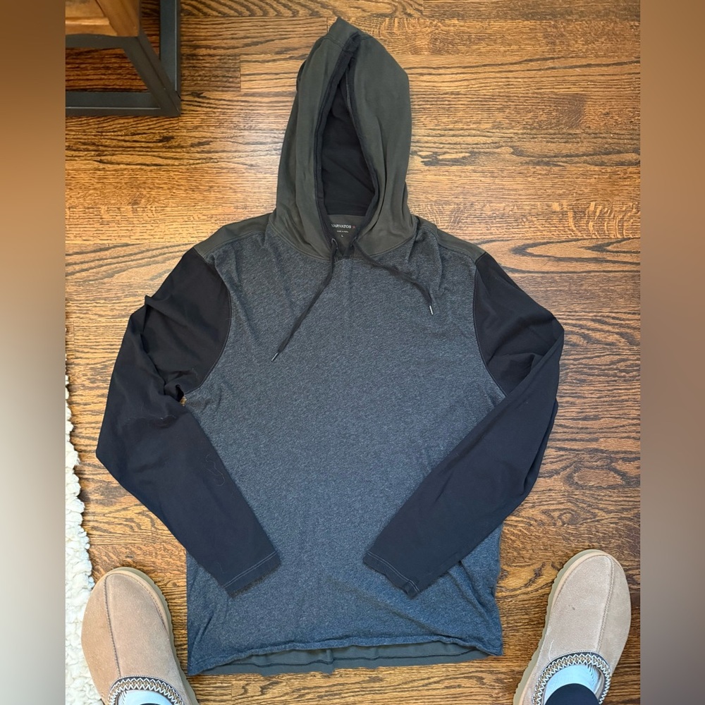 John Varvatos Black and Gray Hoodie Shirt